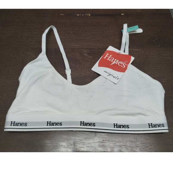 Hanes Originals NWT Size Small White ComfortFlex Bra Wireless Bralette MSO103 - Picture 2 of 6